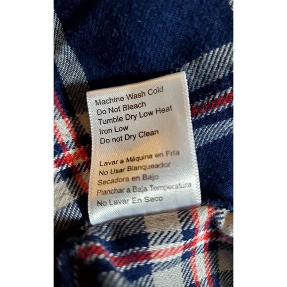 Jachs Girlfriend Shirt Plaid Flannel Navy/Red/White Pearl Snaps Chest Pockets - Picture 9 of 10